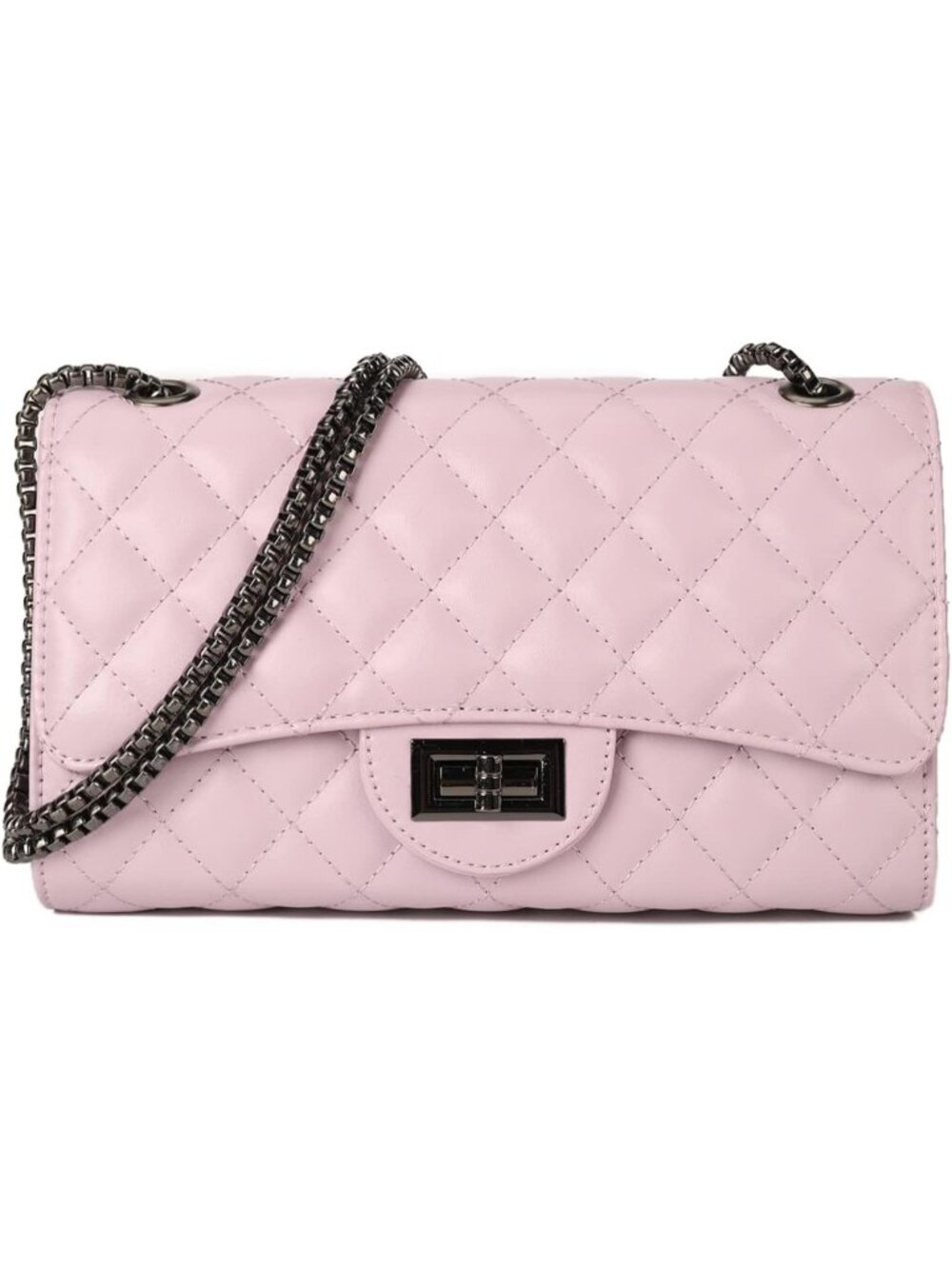 👜Women's Light Purple Quilted Chain Crossbody Bags Structured Shoulder Purse